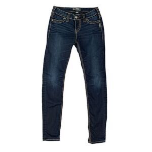 Silver Jeans Suki Mid Super Skinny Womens 26 Stretch Low Rise Flap Pocket Stitch